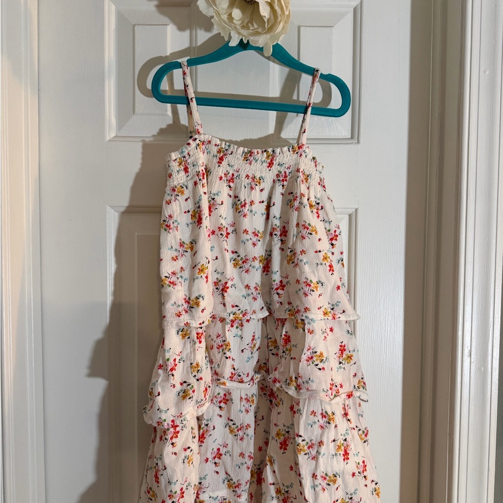 GAP White Floral Tiered Ruffle Jumper